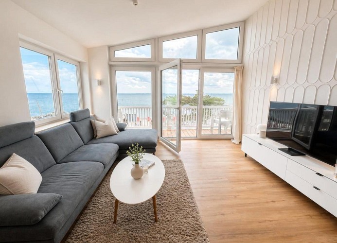 Panorama Premium Suite XL im Ferienhaus Urban mit Meerblick Sauna Strandkorb für 8 Erwachsene und 2 Kinder ab 3 J. 